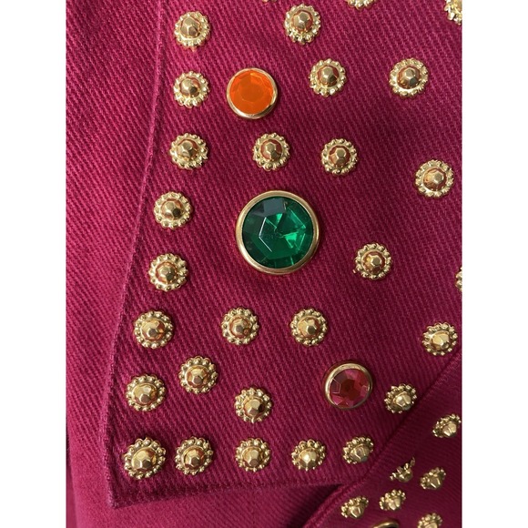 Vintage Prestige New York Womens Denim Jacket Size Large Jewel Embellish Artsy - Picture 4 of 11